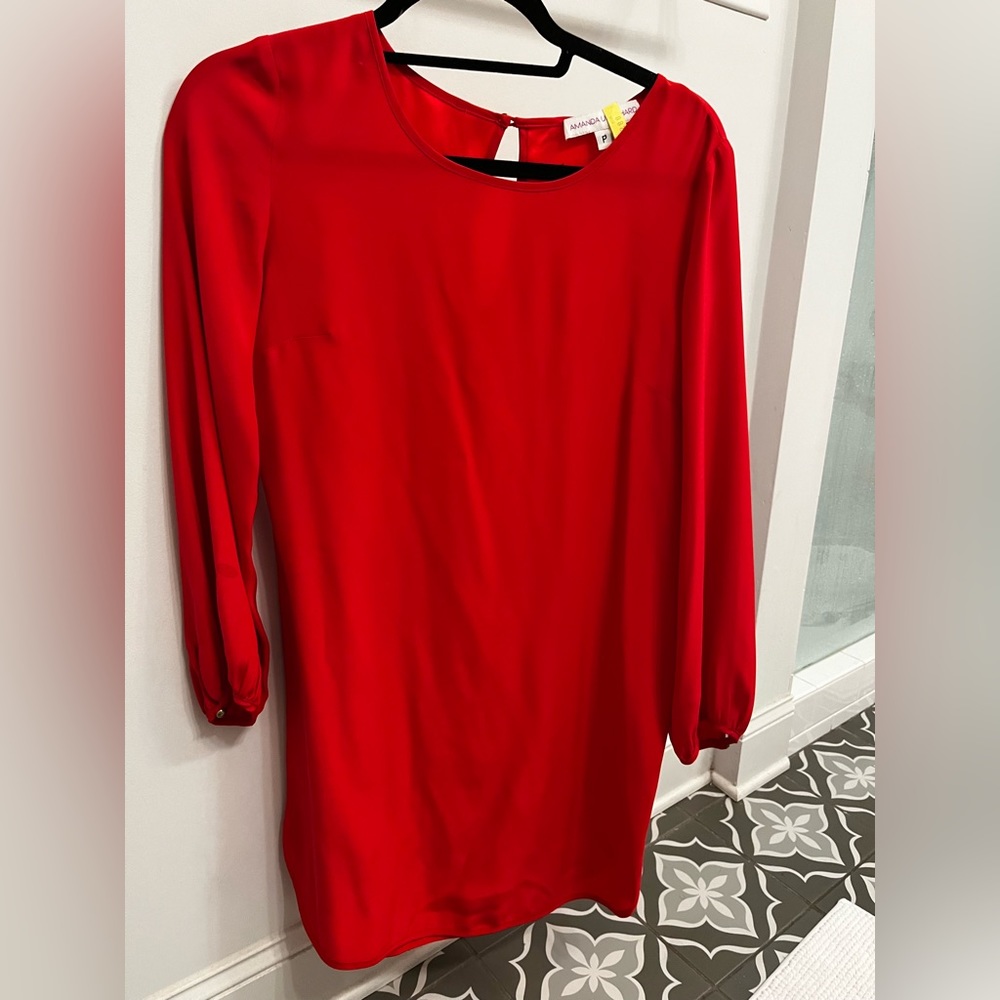 Amanda Uprichard Silk Tunic Dress - Red - Size Petite